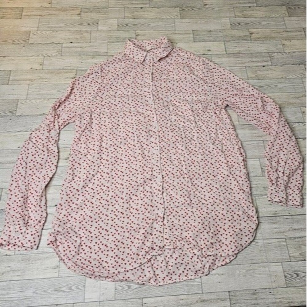 beachlunchlounge Collection Red/White Striped Button Down Shirt, Wm's Size S
